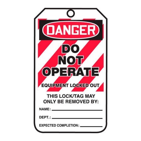 Accuform Lockout Tag, Danger Do Not Operate, HS-Laminate, 25/Pack